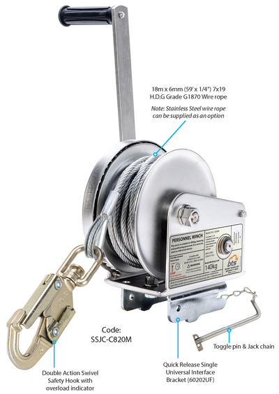 BTS Stainless Steel Hand brake Winch