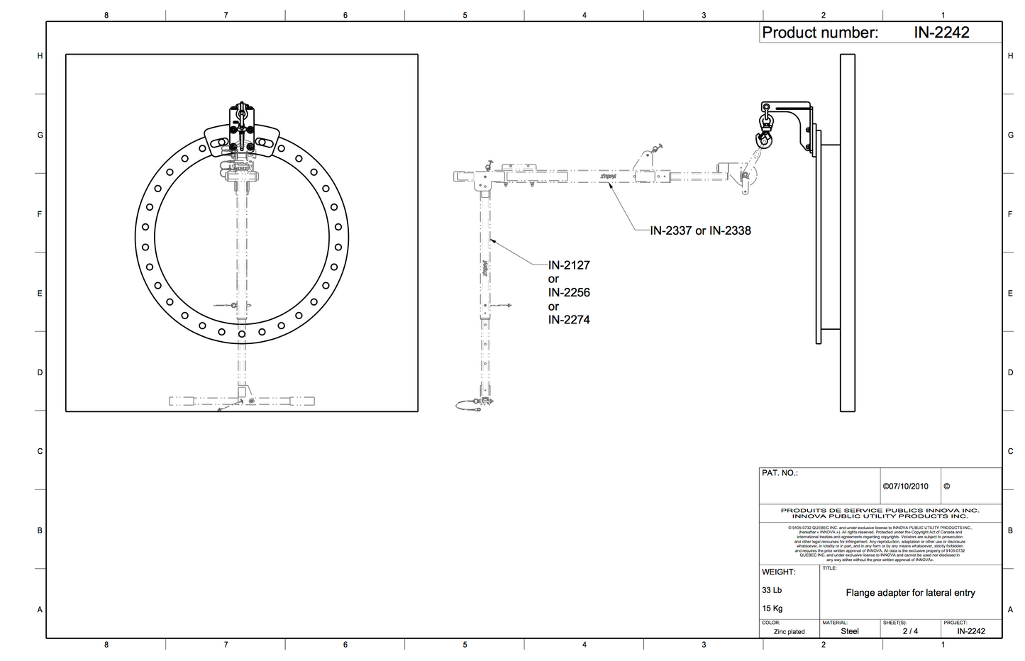 Flange Adapter for Lateral Entry