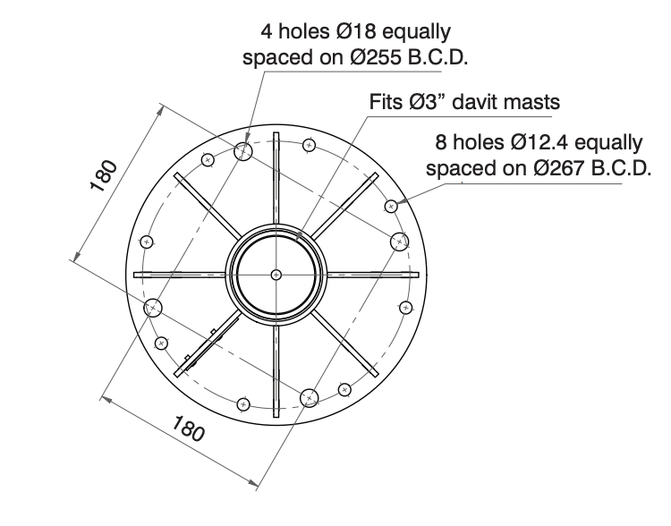 BTS Permanent Davit Base (Floor Mount)