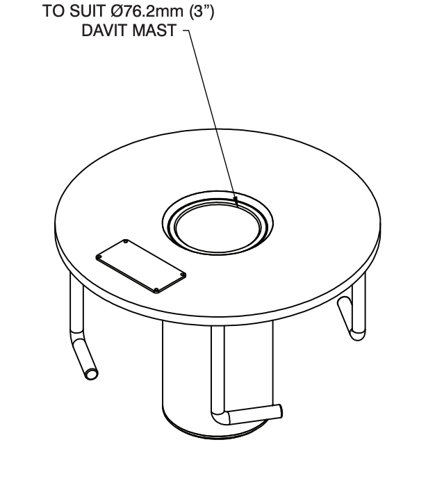 BTS Permanent Davit Base (Flush Mount for wet concrete insert mounting)