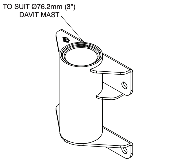 BTS Permanent Davit Base (Galvanised Wall Mount 4 point)