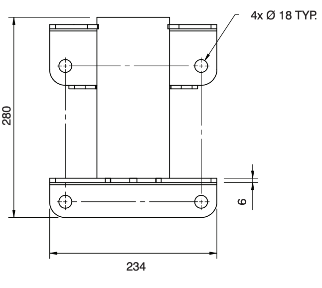 BTS Permanent Davit Base (Galvanised Wall Mount 4 point)