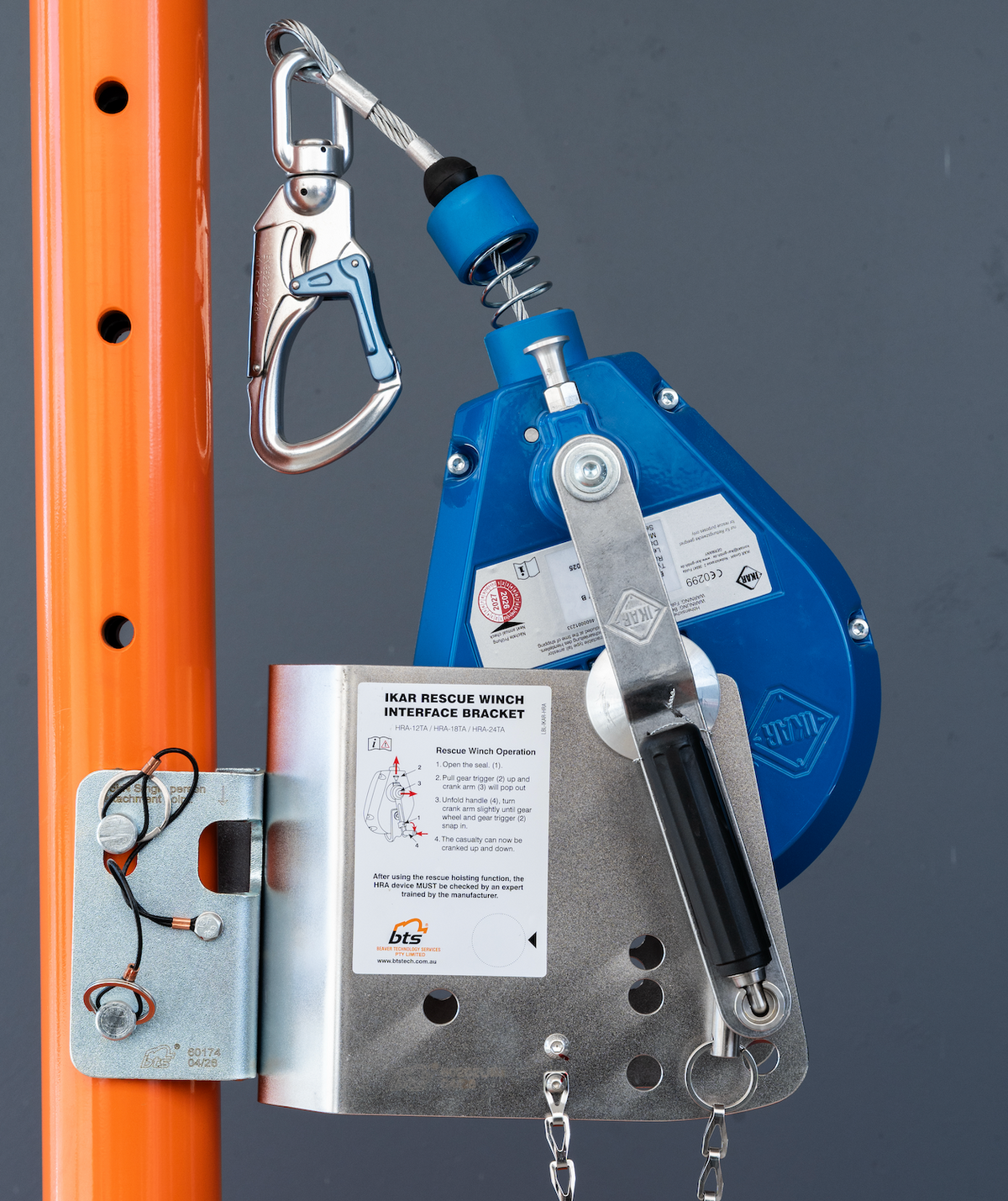 Portable Horizontal Anchor Mast Kit with IKAR Fall Arrest Block and Recovery Winch