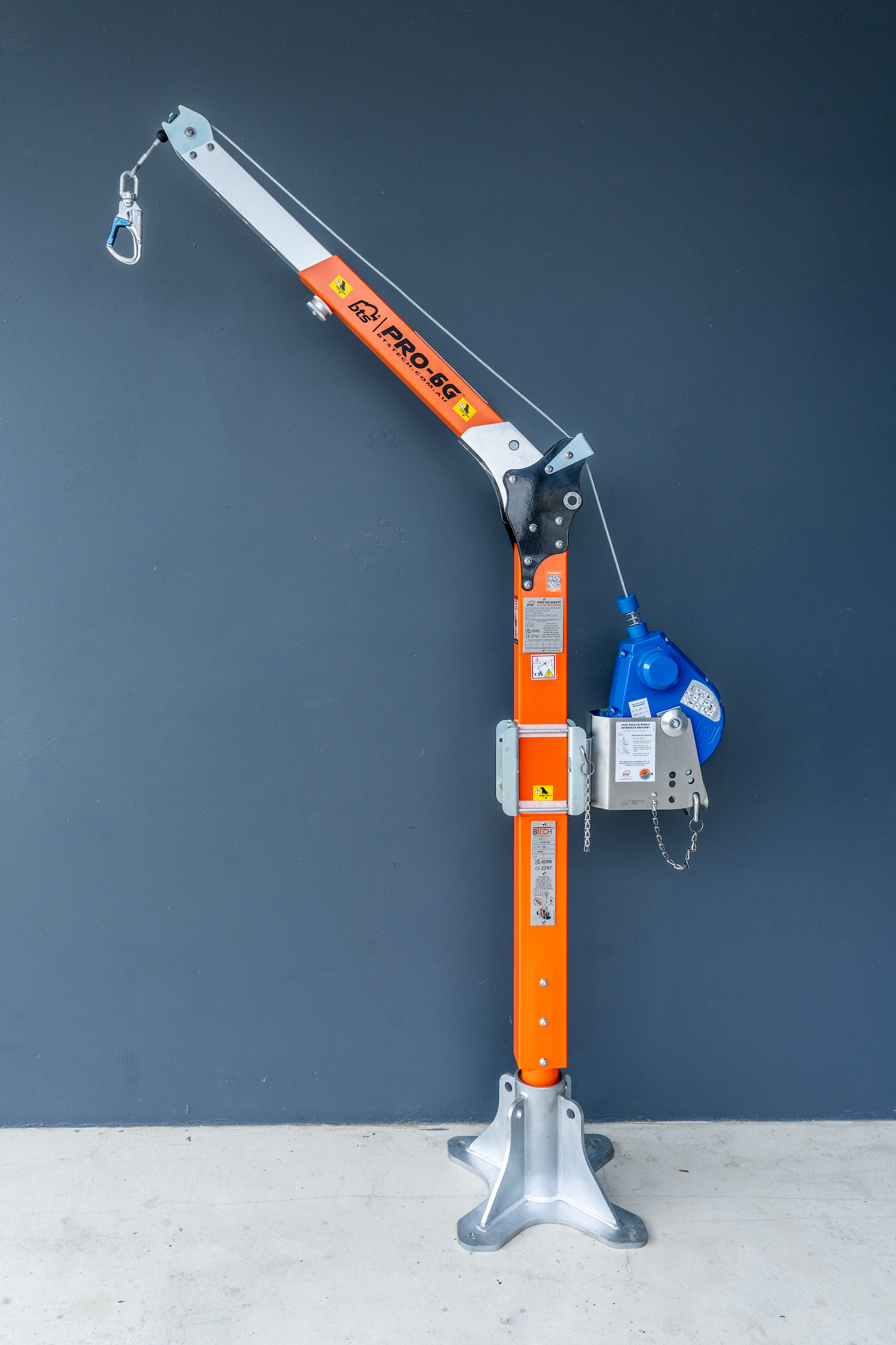 BTS Pro-6G 3-Piece Davit Kit with IKAR Fall Arrest Block and Recovery Winch