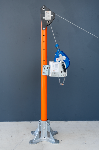 Portable Horizontal Anchor Mast Kit with IKAR Fall Arrest Block and Recovery Winch