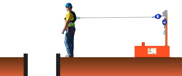Portable Horizontal Anchor Mast Kit with IKAR Fall Arrest Block and Recovery Winch