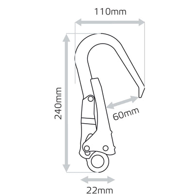 Supalite Self Retracting Webbing Lifeline with Scaffold Hook - 2.4m